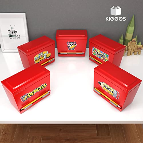 Kiggos Pencil Dispenser Holder Red Stainless Steel Dispenser for Pencils with 6 Beautiful stickers for Decoration Metal Pencil Dispenser for Classroom Home Office Teachers Students (Pencils Not Included) - Image 5