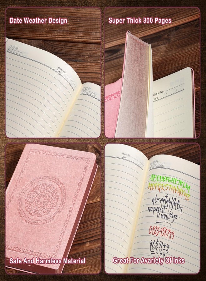 Fetinar 2026 Leather Vintage Journal Notebook,300 Pages,Leather Softcover Lined Journal Notebooks for Women Men,Notebook Journals for Writing Travel,Business,Office,Rose Gold Pink - Image 5