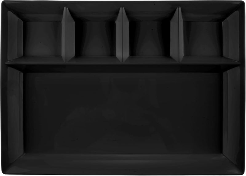 Servewell Harmony 17" Five-Divided Plate - Black - Image 1