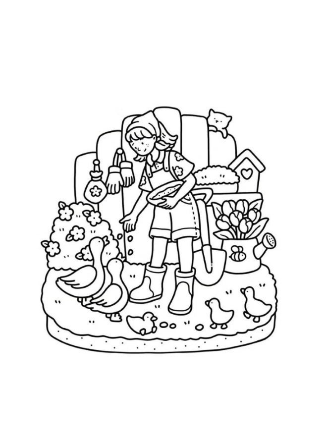 Girl Moments Coloring Book for Teens & Adults | Cozy Daily Life Illustrations for Relaxation & Stress Relief | Square Art Coloring Book for Girls - Image 3