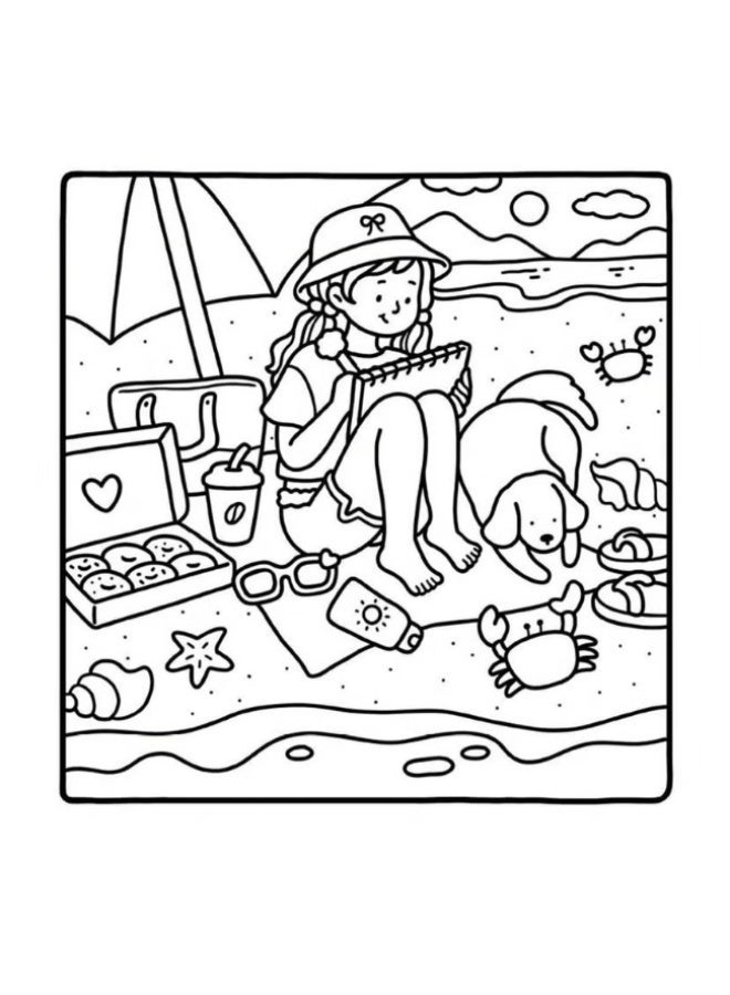Girl Moments Coloring Book for Teens & Adults | Cozy Daily Life Illustrations for Relaxation & Stress Relief | Square Art Coloring Book for Girls - Image 2