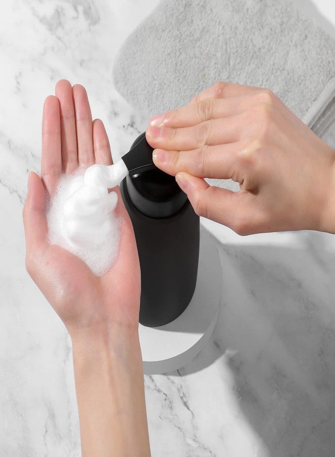 UUJOLY Foaming Hand Soap Dispenser Ceramic Jar Foam Dish Soap Dispenser for Bathroom and Kitchen Sink, Liquid Pump Bottle for Shampoo, Body Wash, Hand Soap, Black - Image 3
