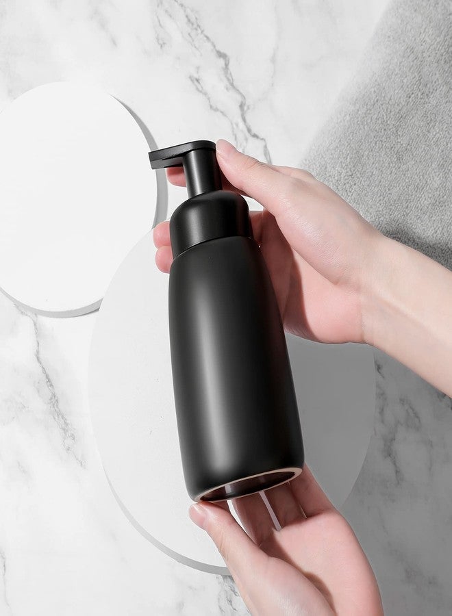 UUJOLY Foaming Hand Soap Dispenser Ceramic Jar Foam Dish Soap Dispenser for Bathroom and Kitchen Sink, Liquid Pump Bottle for Shampoo, Body Wash, Hand Soap, Black - Image 2