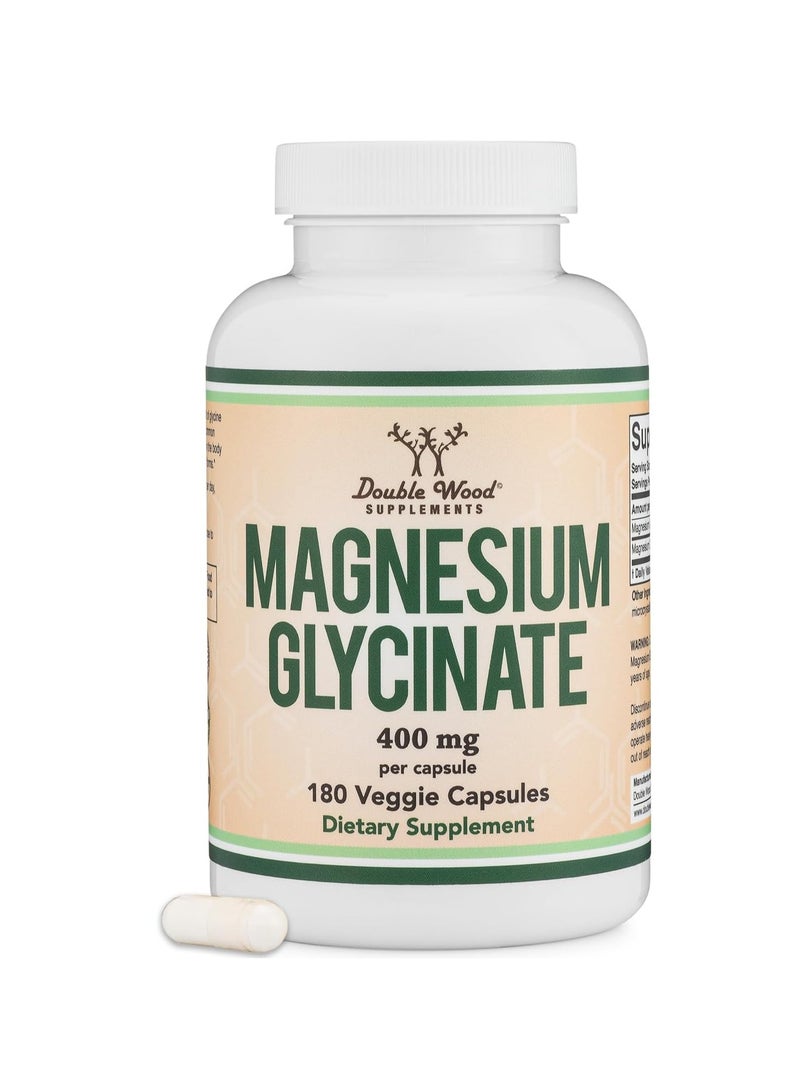 Double Wood Supplements Magnesium Glycinate Supplement High Absorption Magnesium for Sleep 400 mg 180 capsules - Image 1