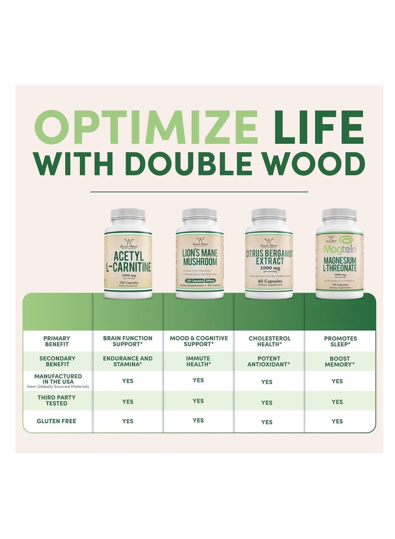 Double Wood Supplements Magnesium Glycinate Supplement High Absorption Magnesium for Sleep 400 mg 180 capsules - Image 3