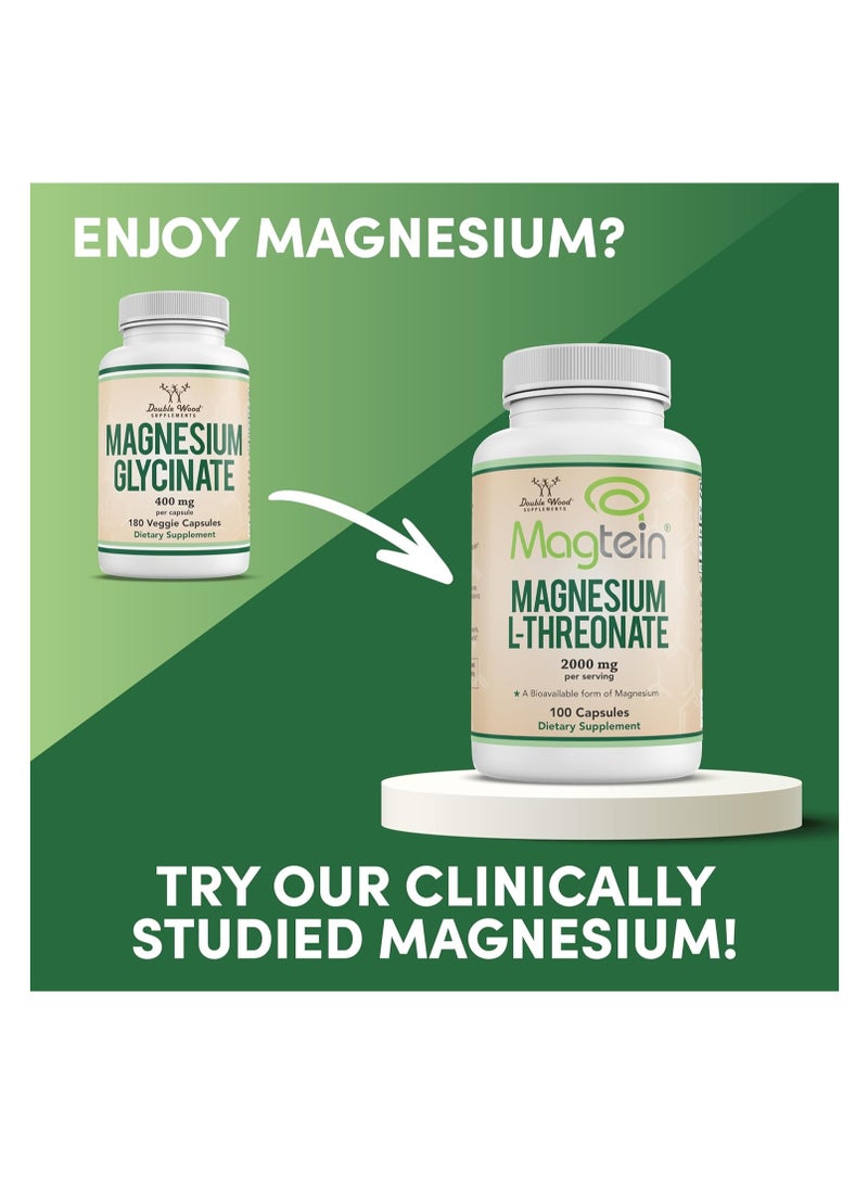 Double Wood Supplements Magnesium Glycinate Supplement High Absorption Magnesium for Sleep 400 mg 180 capsules - Image 4
