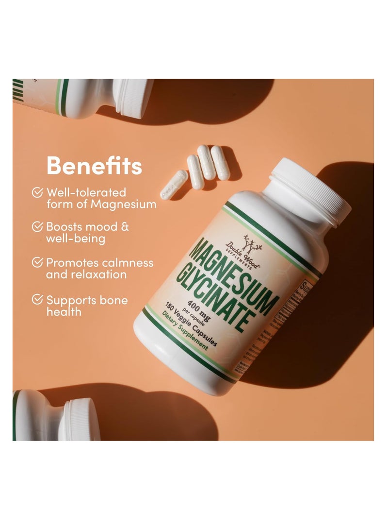 Double Wood Supplements Magnesium Glycinate Supplement High Absorption Magnesium for Sleep 400 mg 180 capsules - Image 5