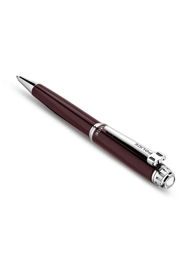 POLICE Aptos Stainless Steel Trims Twist Ballpoint Pen for Men, Blue Ink