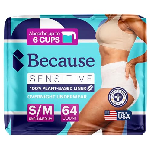 Because Adult Incontinence Underwear for Sensitive Skin Women Premium Overnight Disposable Briefs Anti Odor White SmallMedium Absorbs 6 Cups 64 Count 4 Packs of 16 - Image 2