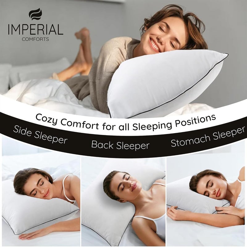 Imperial Comforts® Down Alternative Bed Pillows, Medium Density for Back and Side Sleepers - Hotel Pillow Hotel Collection Queen, 2-Pack - Image 3