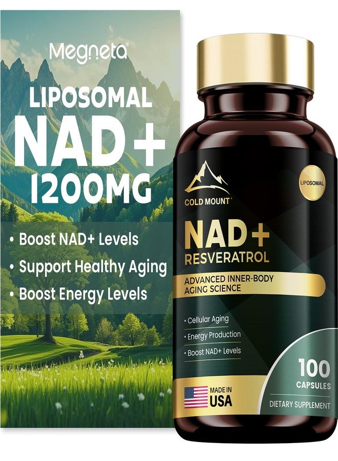 MEGNETA Liposomal NAD+ Supplement 1200mg with Trans Resveratrol - Boost NAD+ Levels, Energy & Anti-Aging Support - Vegan, 100 Capsules - Image 1
