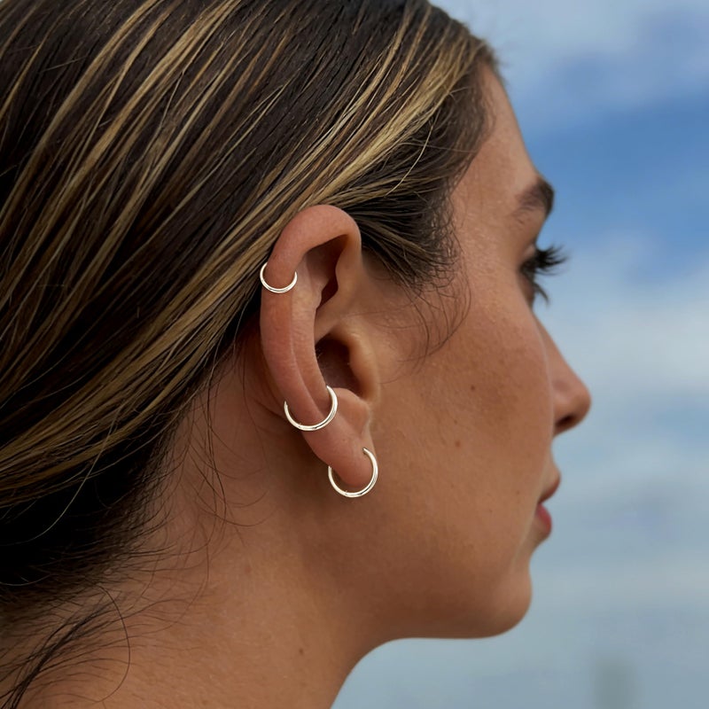 Gokeey 5 Pairs 316L Stainless Steel Small Hoop Earrings Set for Women, Cute Huggie Earrings for Women, Hypoallergenic Tiny Cartilage Earrings Hoop Silver Hoop Earrings for Men Multiple Piercing - Image 3
