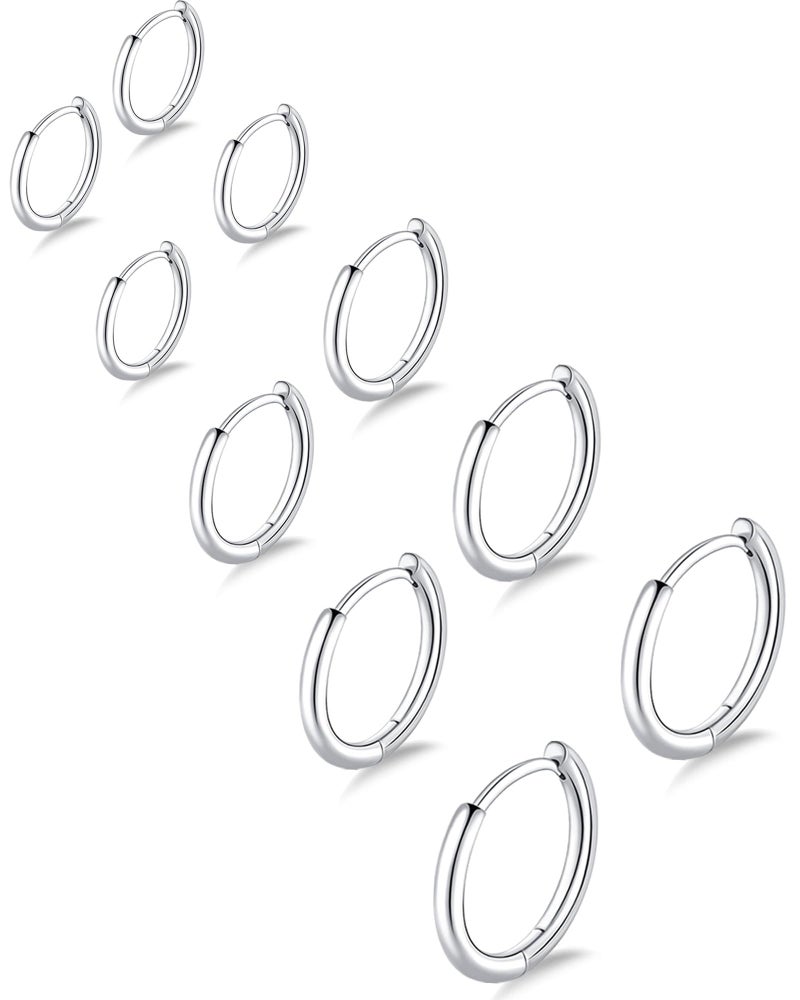 Gokeey 5 Pairs 316L Stainless Steel Small Hoop Earrings Set for Women, Cute Huggie Earrings for Women, Hypoallergenic Tiny Cartilage Earrings Hoop Silver Hoop Earrings for Men Multiple Piercing - Image 1