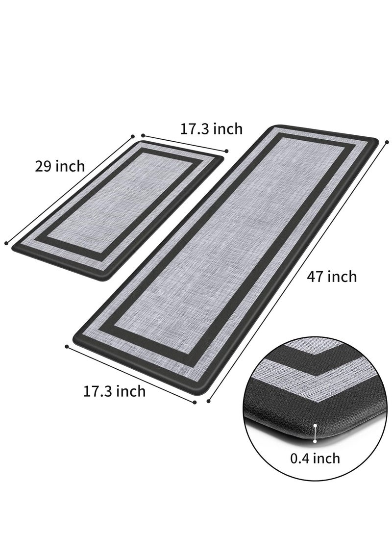 عربست 2 قطعة حصيرة مطبخ ، سجاد مقاوم للماء غير قابل للانزلاق حصيرة مريحة دائمة للمطبخ ، الأرضية ، المكتب ، الحوض ، الغسيل (أسود 45 * 75 + 45 * 120 سم) - Image 2