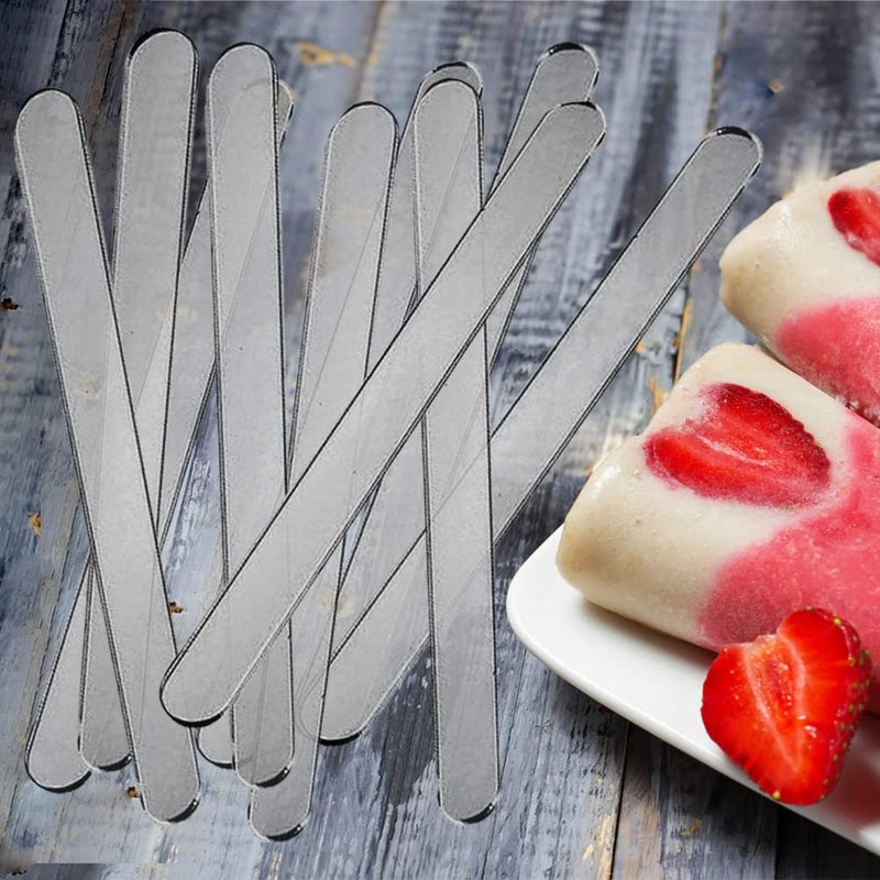 metulip 50 Pieces Acrylic Popsicle Stick 4.5"" Cakesicle Sticks Reusable Mirror Ice Cream Sticks Transparent Ice Pop Sticks Clear Acrylic Sticks For Diy Crafts - Image 5