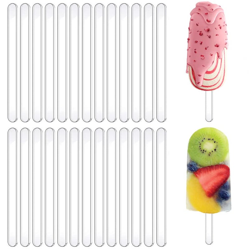metulip 50 Pieces Acrylic Popsicle Stick 4.5"" Cakesicle Sticks Reusable Mirror Ice Cream Sticks Transparent Ice Pop Sticks Clear Acrylic Sticks For Diy Crafts - Image 1