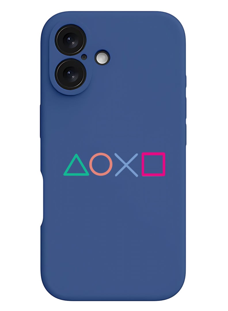 Theodor iPhone 16 Blue Protective Slim Fit Case Liquid Silicone Cover with Full Body Protection Anti-Scratch Shockproof Case For iPhone - PS sumbol - Image 1