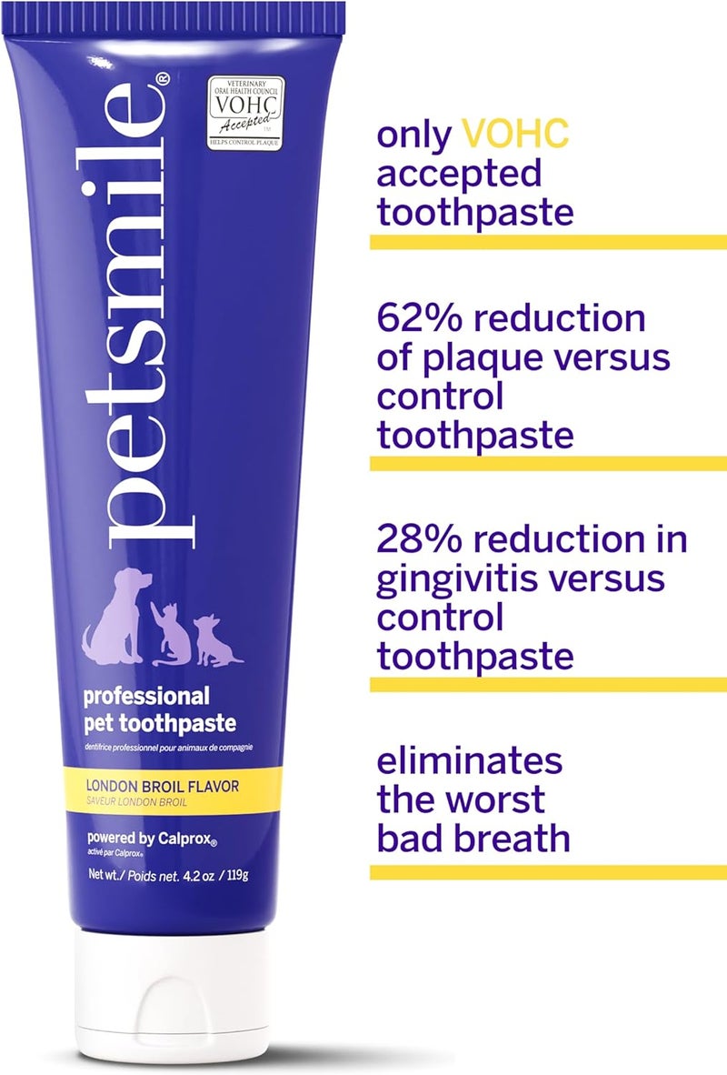 petsmile Professional Dog Toothpaste | VOHC Approved Clinically Proven Plaque and Tartar Control Toothpaste | Made in USA, Human Grade Ingredients Healthier Mouth Fresher Breath (London Broil, 4.2 Oz) - Image 2