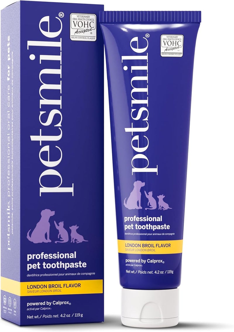 petsmile Professional Dog Toothpaste | VOHC Approved Clinically Proven Plaque and Tartar Control Toothpaste | Made in USA, Human Grade Ingredients Healthier Mouth Fresher Breath (London Broil, 4.2 Oz) - Image 1