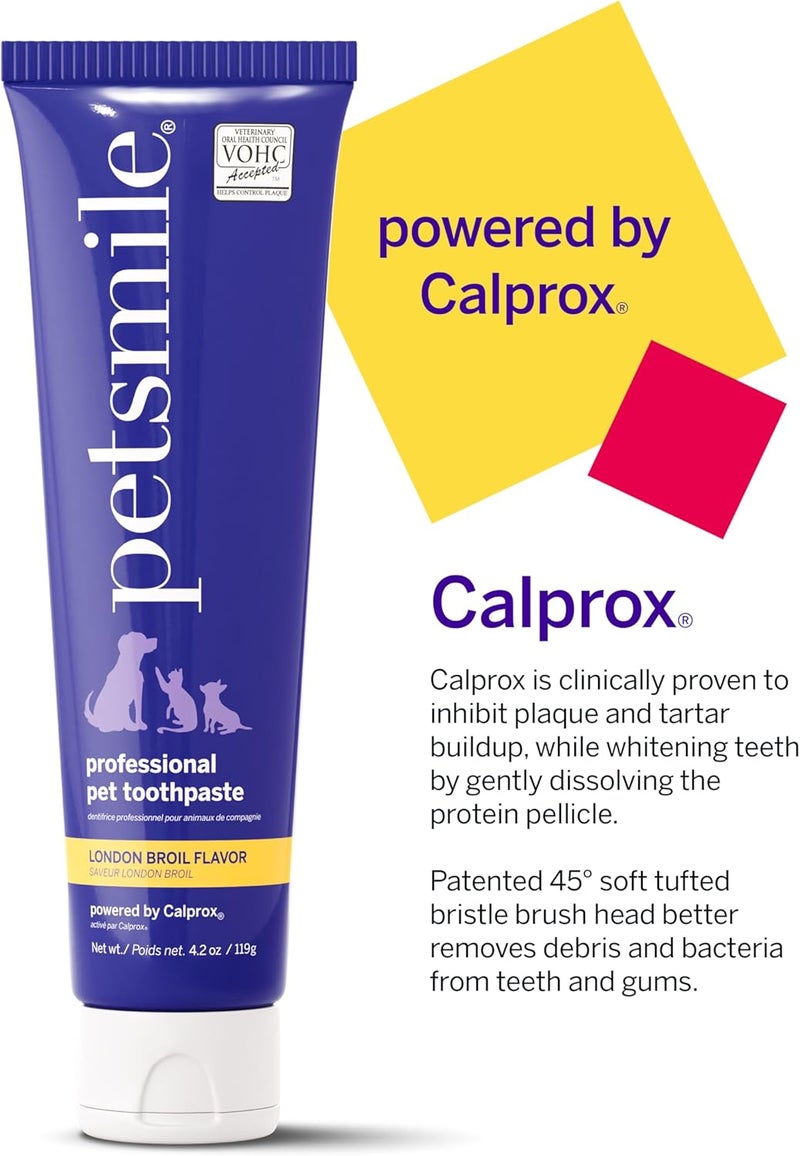petsmile Professional Dog Toothpaste | VOHC Approved Clinically Proven Plaque and Tartar Control Toothpaste | Made in USA, Human Grade Ingredients Healthier Mouth Fresher Breath (London Broil, 4.2 Oz) - Image 3