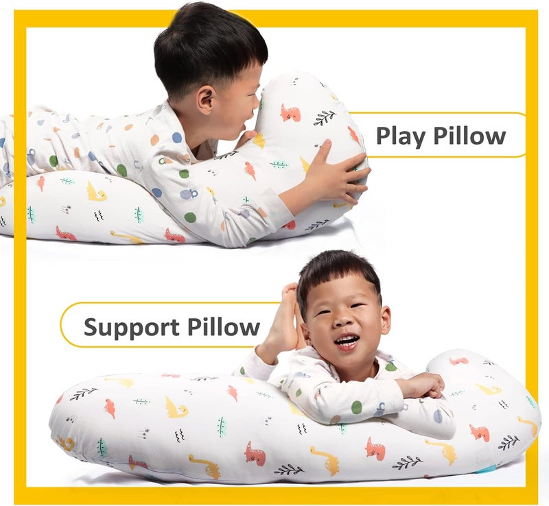 BYRIVER 35" Contour Cooling Cute Body Pillow for Kids Girls Boys, Child Hug Pillow for Sleeping, Washable Cotton Dinasour Pillow Cover, Gifts for Kids (KL) - Image 5