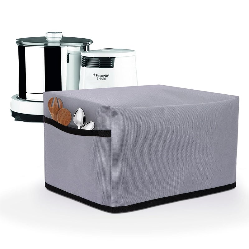 Crasome Dust Proof Water Resistant Kitchen Wet Grinder Cover for 2 Litre Table Top Butterfly Rhino Butterfly Smart Butterfly Hippo Grey - Image 1
