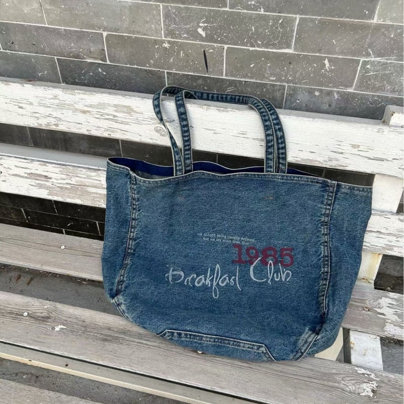 Vintage Washed Denim Tote Bag Women's Shoulder Bag - Image 3