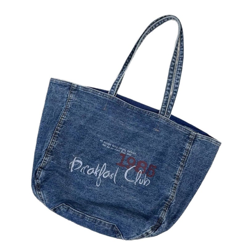 Vintage Washed Denim Tote Bag Women's Shoulder Bag - Image 5