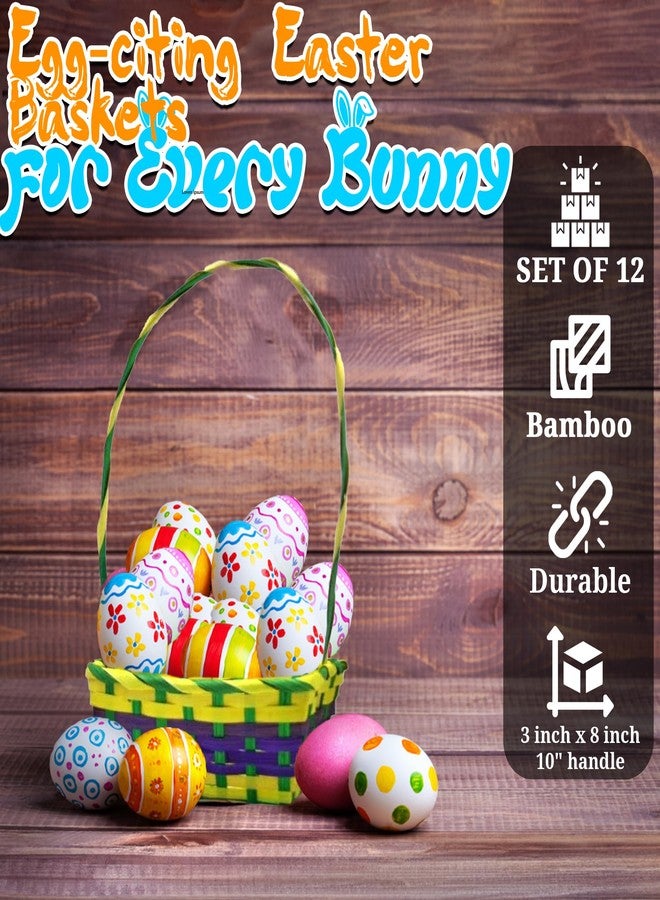 Fun Express Multicolored Rectangular Easter Baskets - Bulk set of 12, Each Basket is 3 inch x 8 inch with 10 Inch Handle - Image 2