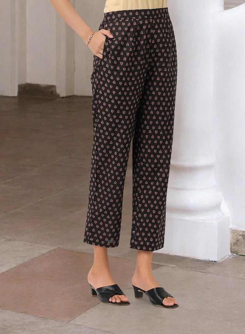 آي شين طقم كورتا نسائي أسود قطن 100% مطبوع بقصة مستقيمة  - Image 5