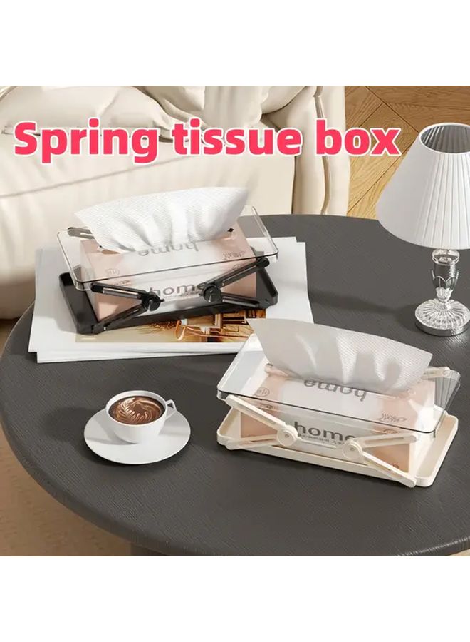 Transparent Retractable Adjustable Height Tissue Box Dispenser with Pull Out Drawer - Image 1