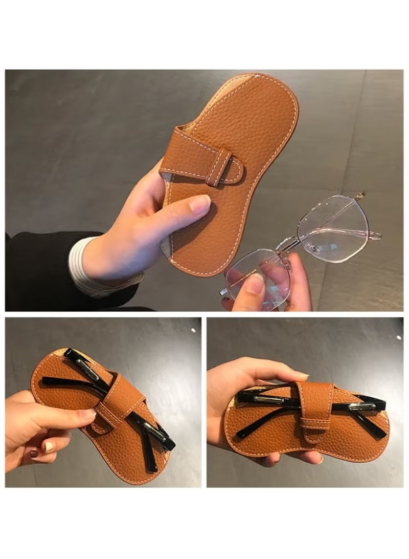 Generic Portable Eyeglass Case Portable Glasses Bag Creative Glasses Box Anti-Stress Sun Glasses Storage Bag Men & Women Myopia Glasses Protective Cover, Ultra-Fine Leather Soft & Protective (black) - Image 5