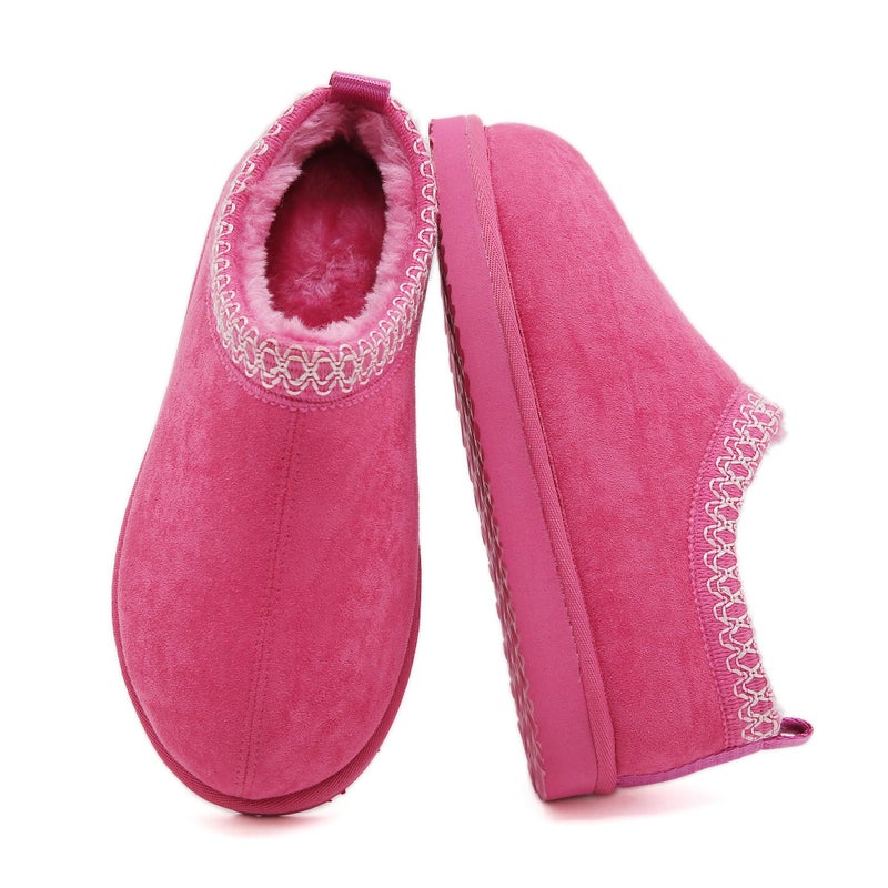 SMajong Women's Slippers Mens Platform Mini Boots Fuzzy House Slipper Fur Fleece Winter Home Shoes Indoor and Outdoor Rose US 6 Women/4.5 Men - Image 4