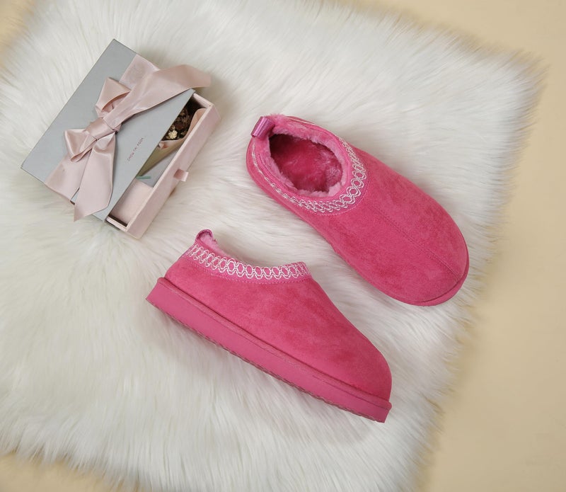 SMajong Women's Slippers Mens Platform Mini Boots Fuzzy House Slipper Fur Fleece Winter Home Shoes Indoor and Outdoor Rose US 6 Women/4.5 Men - Image 3