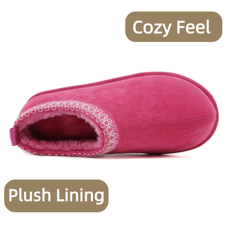 SMajong Women's Slippers Mens Platform Mini Boots Fuzzy House Slipper Fur Fleece Winter Home Shoes Indoor and Outdoor Rose US 6 Women/4.5 Men - Image 5