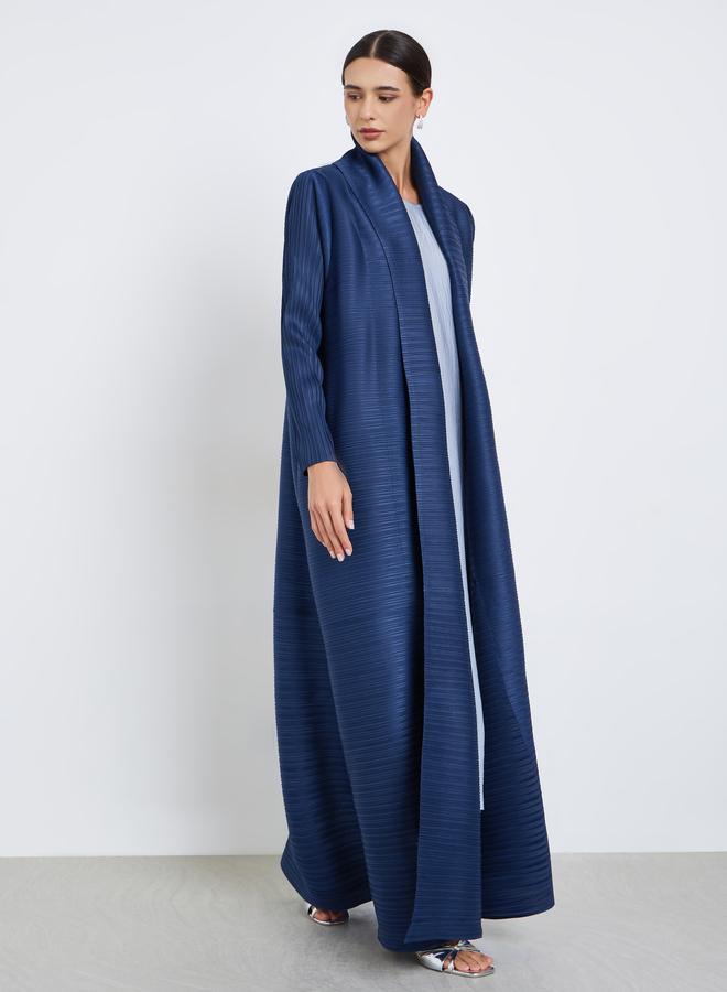 Take Two Solid Textured Pleated Belted Long Sleeve Abaya - Image 1