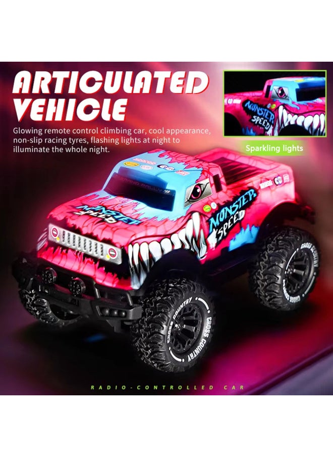 1:20 Four-way Light Off-road Remote Control Car Small Proportion Off-road Remote Control Car Non-live Children's Toy Car Batch-Color:Jy589609789Red  - Image 3