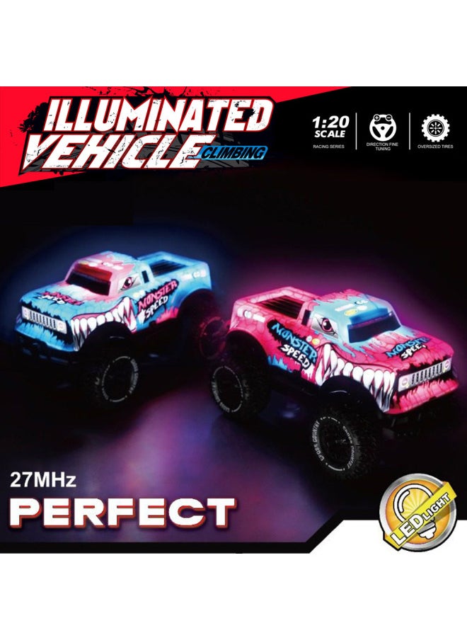 1:20 Four-way Light Off-road Remote Control Car Small Proportion Off-road Remote Control Car Non-live Children's Toy Car Batch-Color:Jy589609789Red  - Image 2