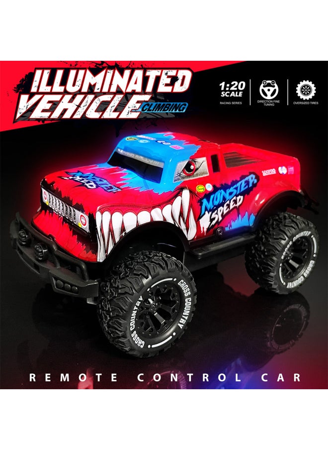 1:20 Four-way Light Off-road Remote Control Car Small Proportion Off-road Remote Control Car Non-live Children's Toy Car Batch-Color:Jy589609789Red  - Image 5