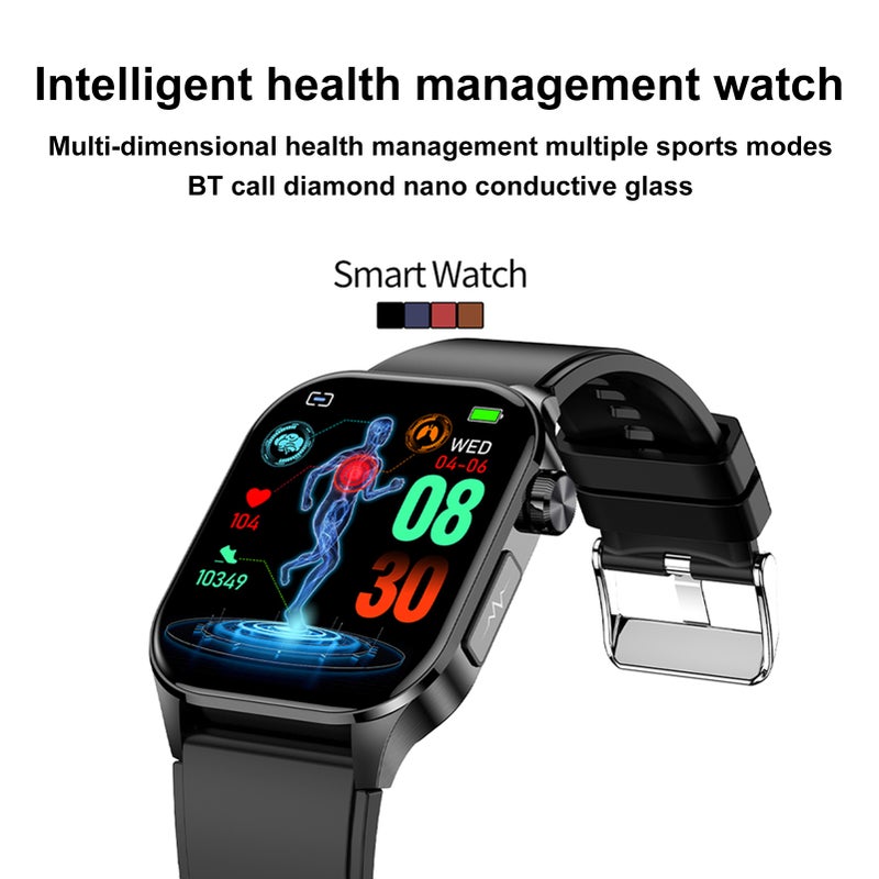 Smart Watch 2.04-Inch High-Clear AMOLED Display - 24-Hour Health Monitoring Sos Emergency Call Function Fitness Watch for Men Outdoor Sports Daily Use - Image 2