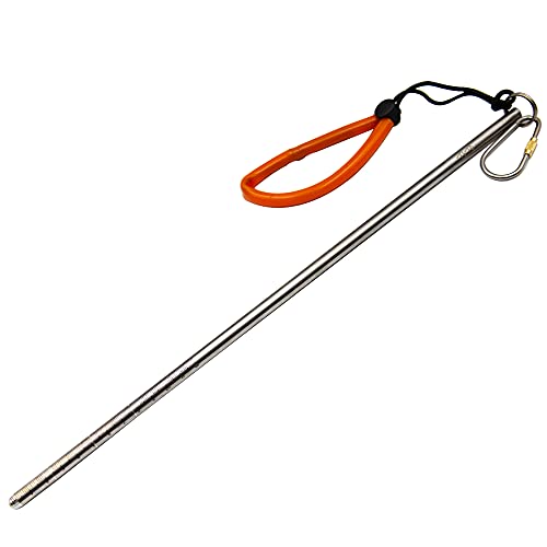 TiTo Titanium Scuba Diving 14''/35cm Titanium Alloy Lobster Tickle Pointer Stick w/Measurement & Lanyard (Titanium Color) - Image 1