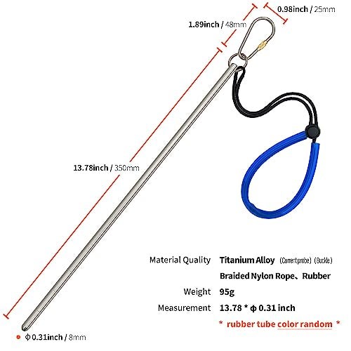TiTo Titanium Scuba Diving 14''/35cm Titanium Alloy Lobster Tickle Pointer Stick w/Measurement & Lanyard (Titanium Color) - Image 2