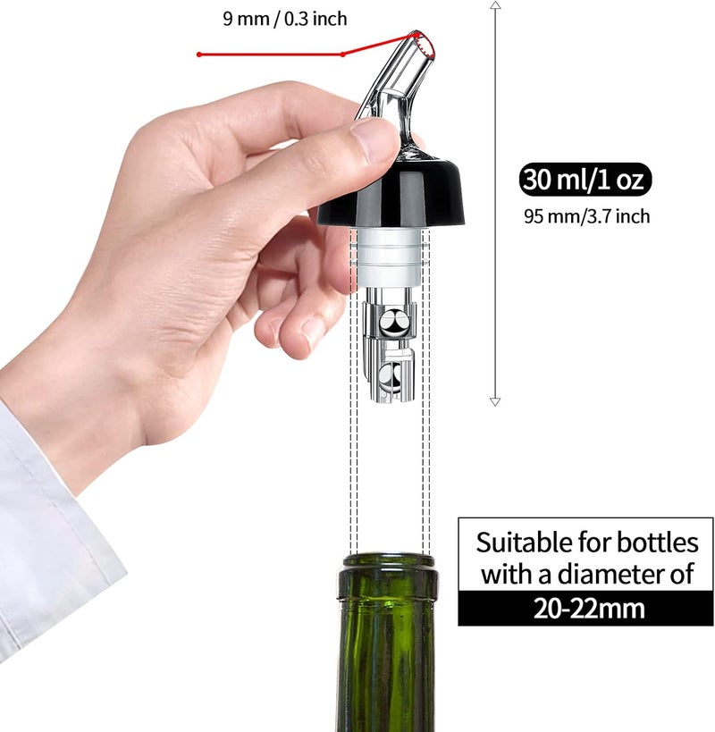 SuproBarware Liquor Bottle Pourers Set of 6 Wine Pourers 1oz Measured Liquor Pourers liquor Dispenser Bartender Pourer for Alcohol Tequila Cocktail Whiskey Home bar - Image 4