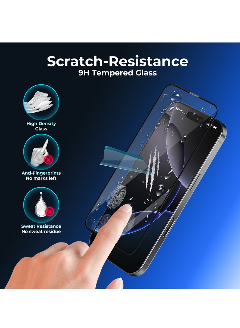 ماكسويل للالكترونيات حامي شاشة Maxwell 3D ضد الانعكاس متوافق مع iPhone 16 Pro بحجم 5.89 بوصة، يوفر وضوحًا عالي الدقة وشاشة شفافة تمامًا. يحتوي على طبقة مضادة للبصمات واللطخات، وطبقة مقاومة للغبار والكهرباء الساكنة، مما يحافظ على شاشة نظيفة. سهل التركيب ويضمن عملية تثبيت خالية من الفقاعات. - Image 2