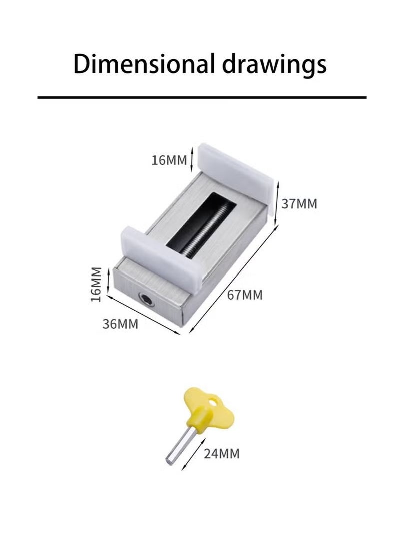 2 Piece Sliding Door Window Lock Set, Stainless Steel Window Guard Stop Adjustable Protective Patio Closet Door Security Lock Security Window Lock for Sliding Window Sliding Door, Aluminum Free Rail Restriction Window Door Anti-Slip for Home & Office Child Seat Belt Key  - Image 2