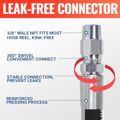 YAMATIC Pressure Washer Whip Hose with Swivel Steel Connector, 3/8 Whip Line for Pressure Washer, 8FT Jumper Hose with 3/8 Inch Quick Connect Plug - Image 3