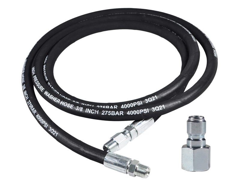 YAMATIC Pressure Washer Whip Hose with Swivel Steel Connector, 3/8 Whip Line for Pressure Washer, 8FT Jumper Hose with 3/8 Inch Quick Connect Plug - Image 1