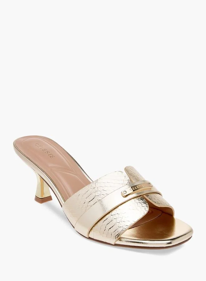 Celeste Women's Animal Textured Slip-On Sandals with Kitten Heels