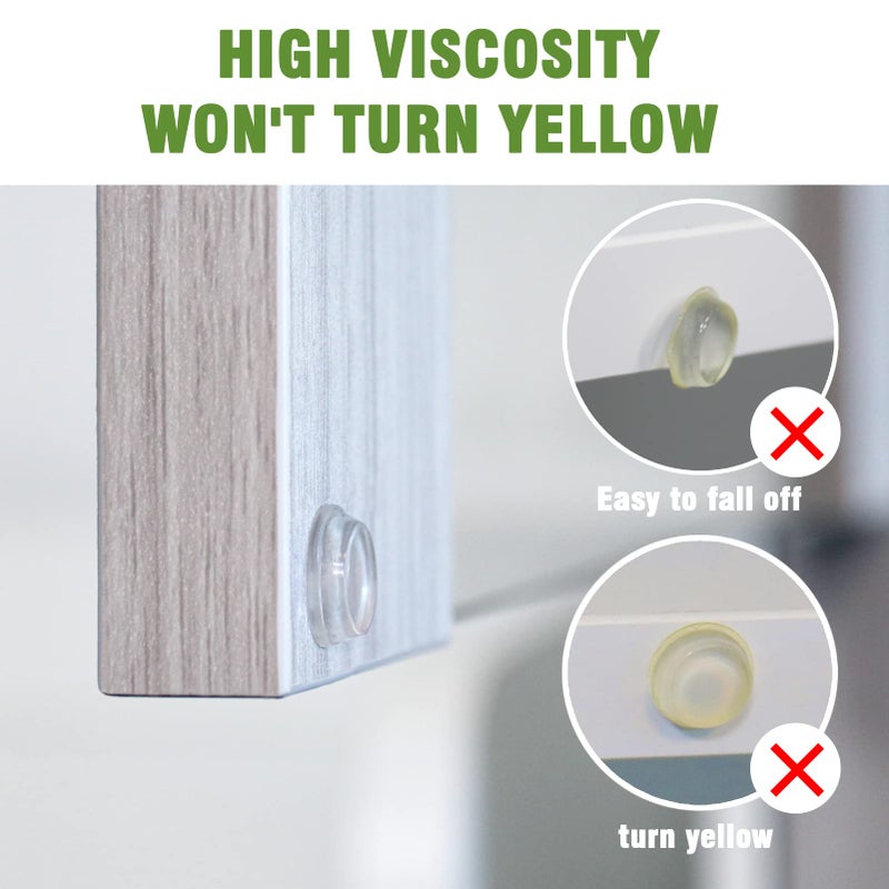 COVERCORNER Super High Viscosity Cabinet Door Bumpers -250 pcs 1/2â€Diameter Clear Adhesive Pads New PU Material Glass Hardware Bumpers for Drawers, Glass Tops, Small Furniture(250pcs) - Image 4