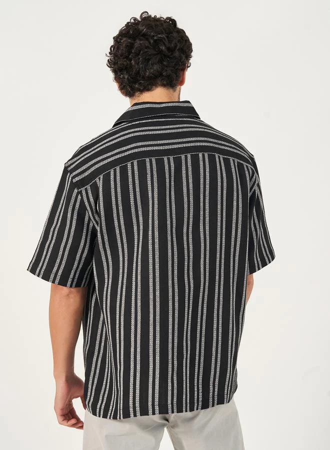 Styli Oversized Striped Short Sleeves Shirt